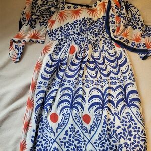 Farm Rio Afternoon Breeze Square Neck Midi Dress Medium